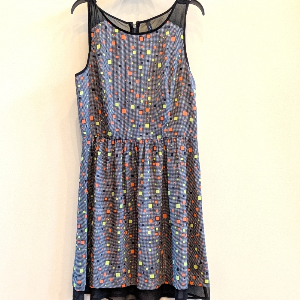 Black with splash of color dress women size L